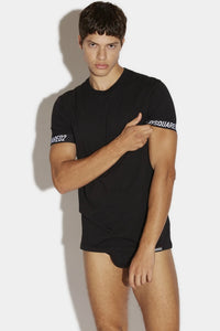 Logo-Print Black Round Neck T-Shirt