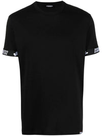 Logo-Print Black Round Neck T-Shirt