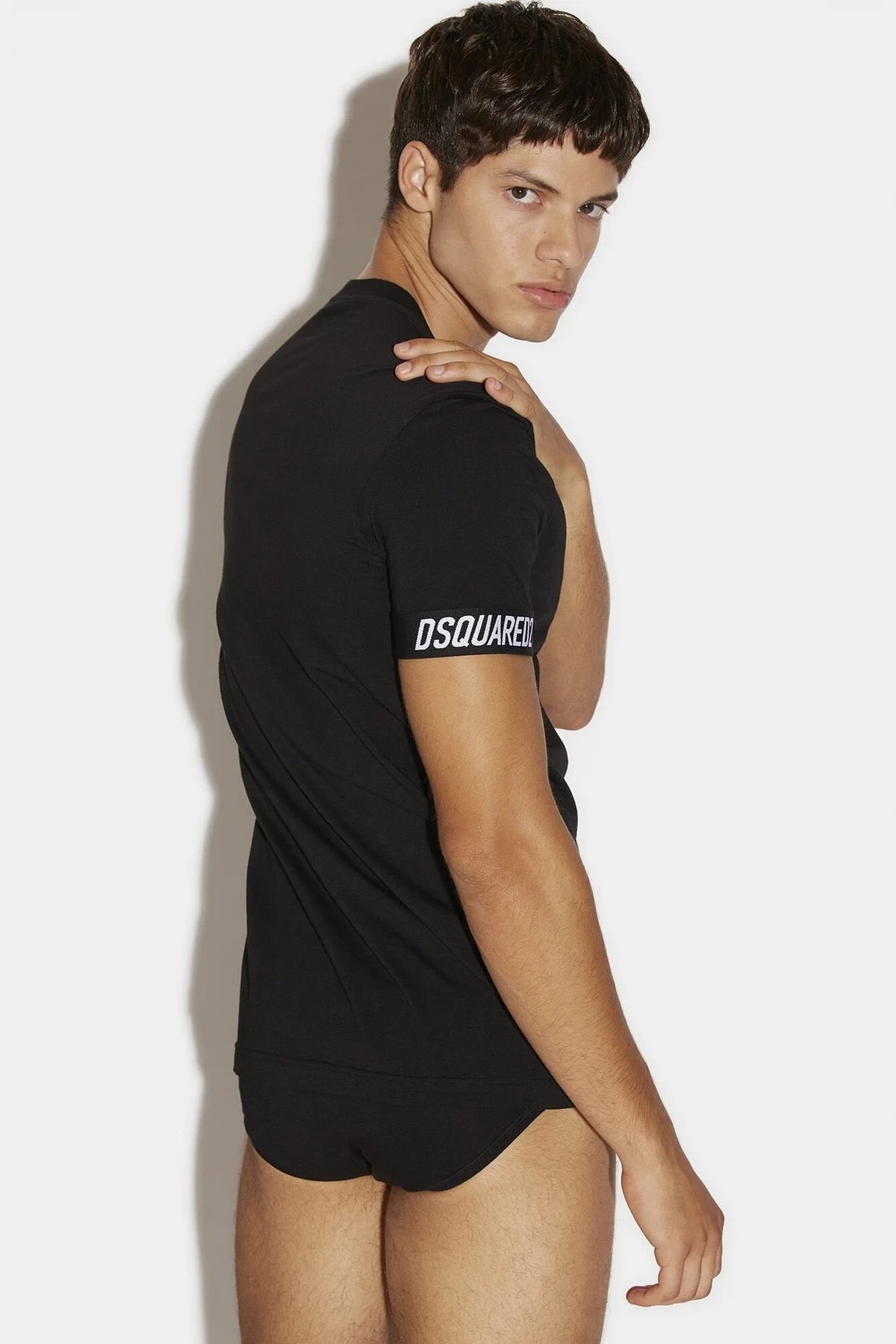 Logo-Print Black Round Neck T-Shirt