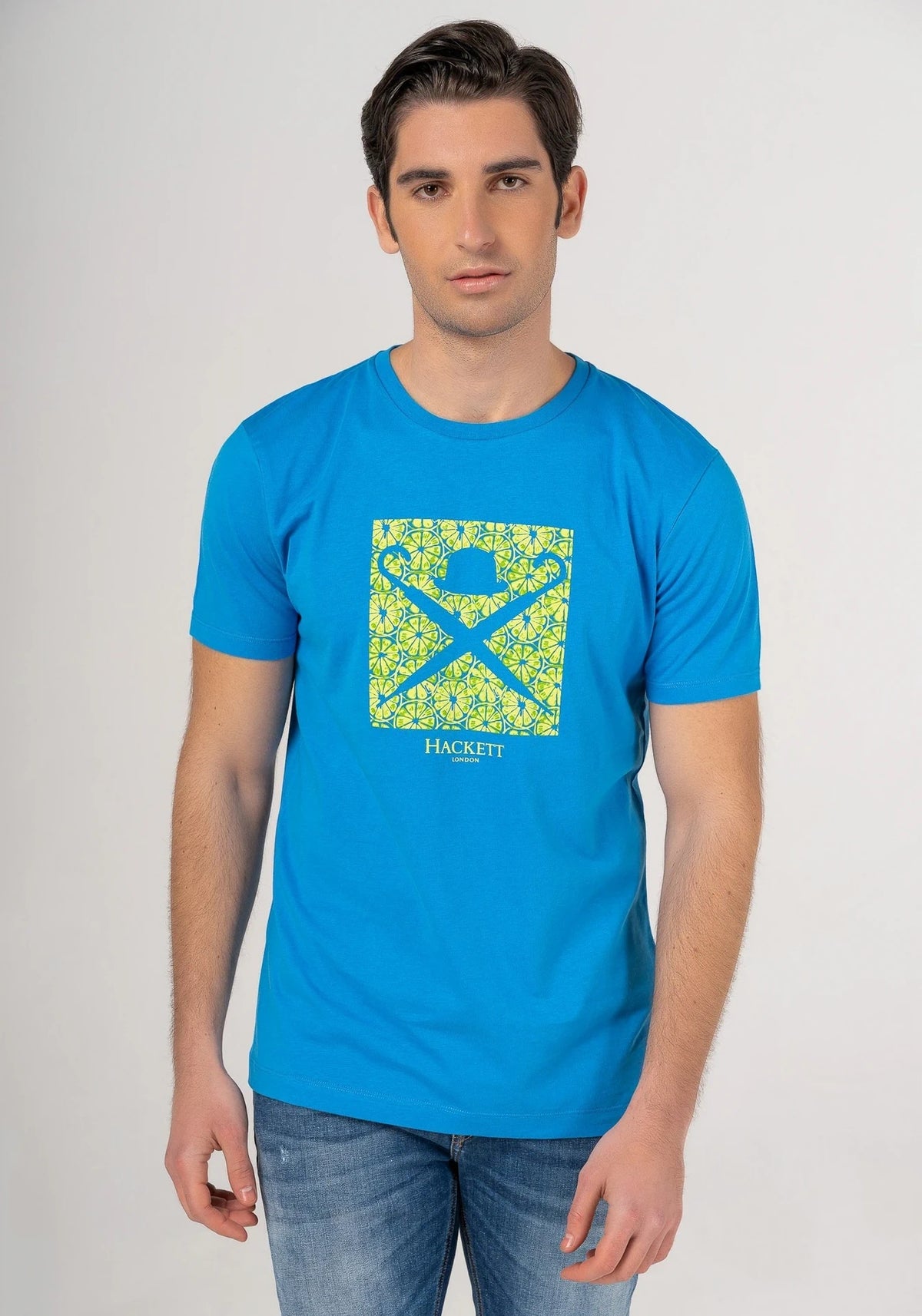 Citrus Print Blue Tee