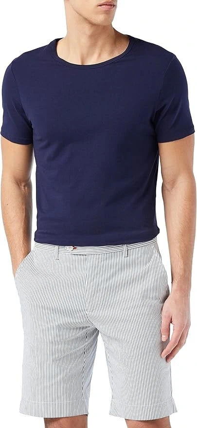 Chambray Stripe Blue Shorts