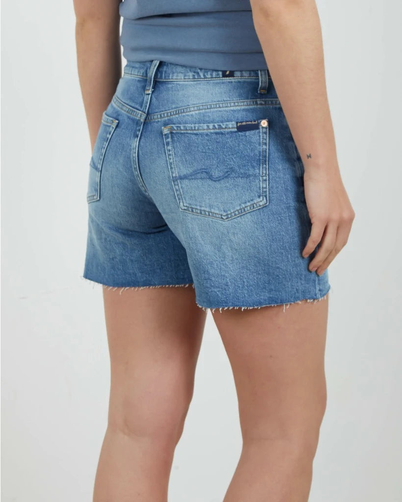 Billie Frayed Hem Blue Shorts
