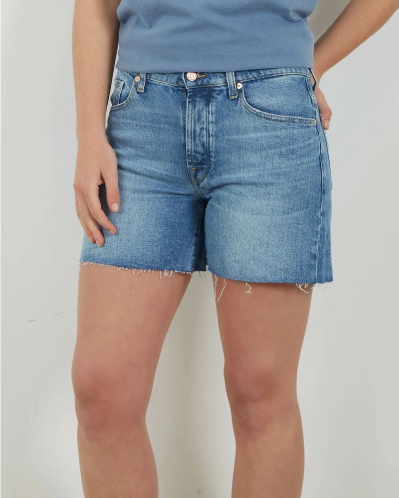 Billie Frayed Hem Blue Shorts