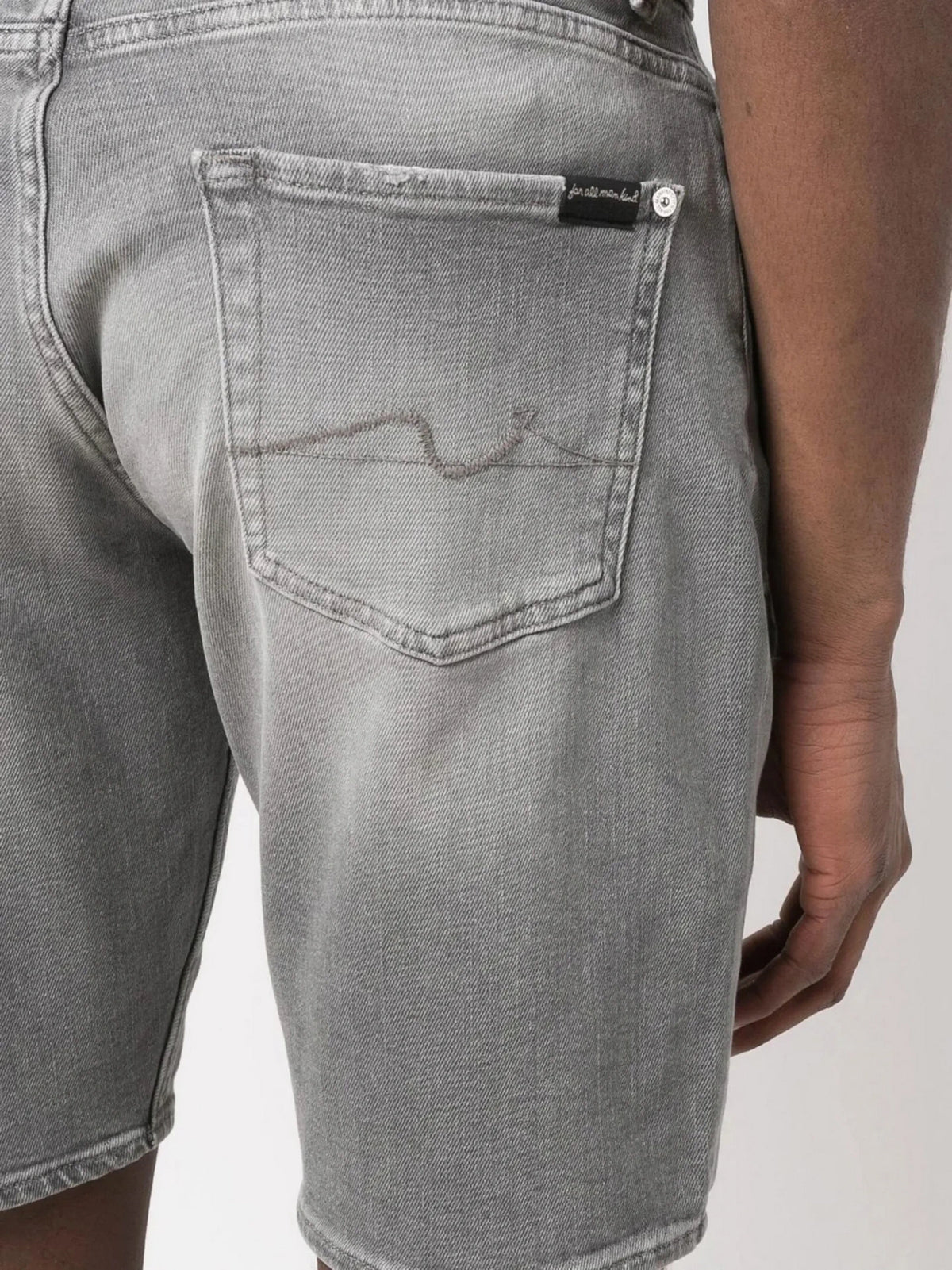 Knee-Length Grey Denim Shorts