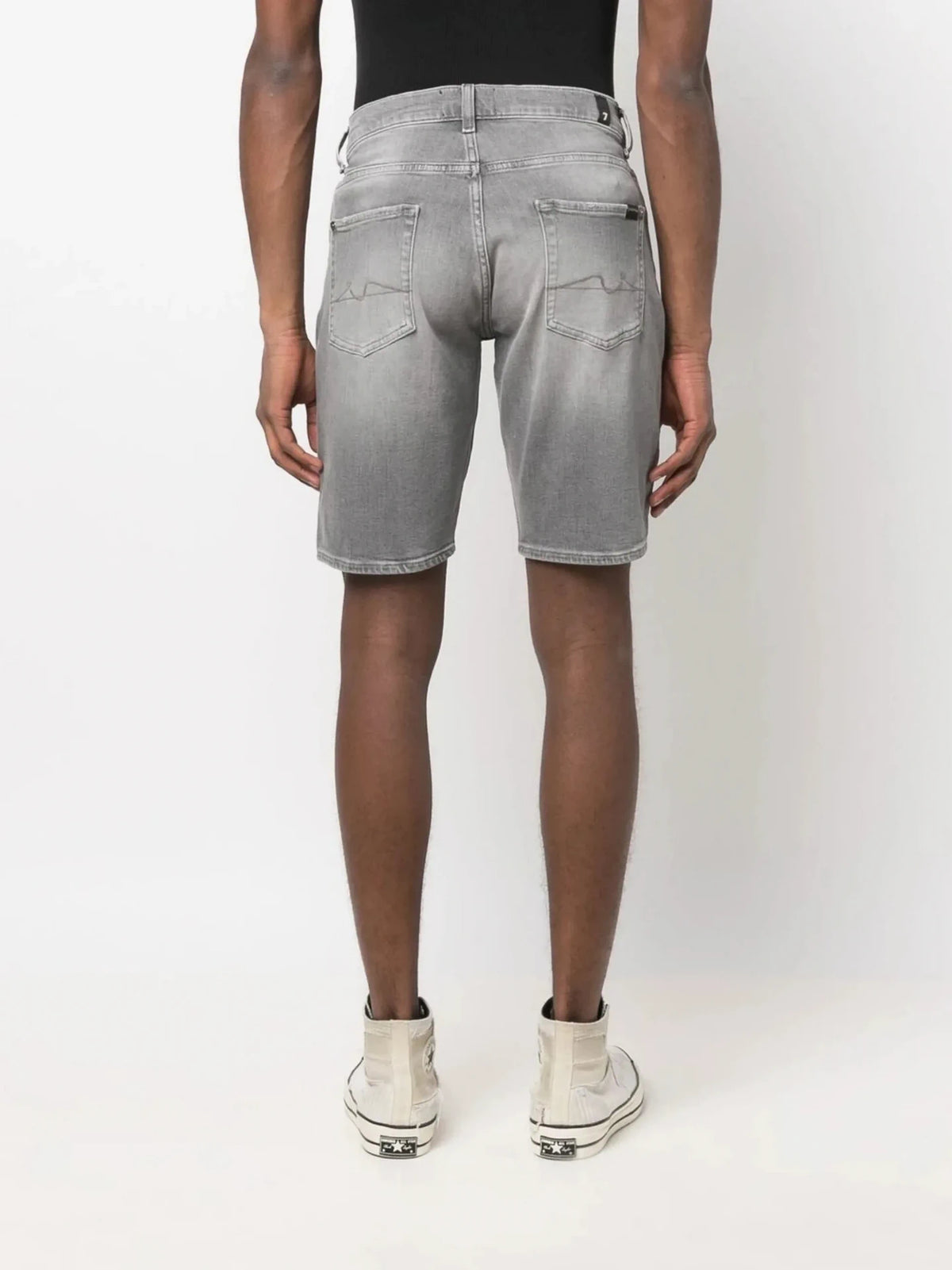 Knee-Length Grey Denim Shorts