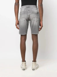 Knee-Length Grey Denim Shorts