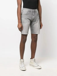 Knee-Length Grey Denim Shorts