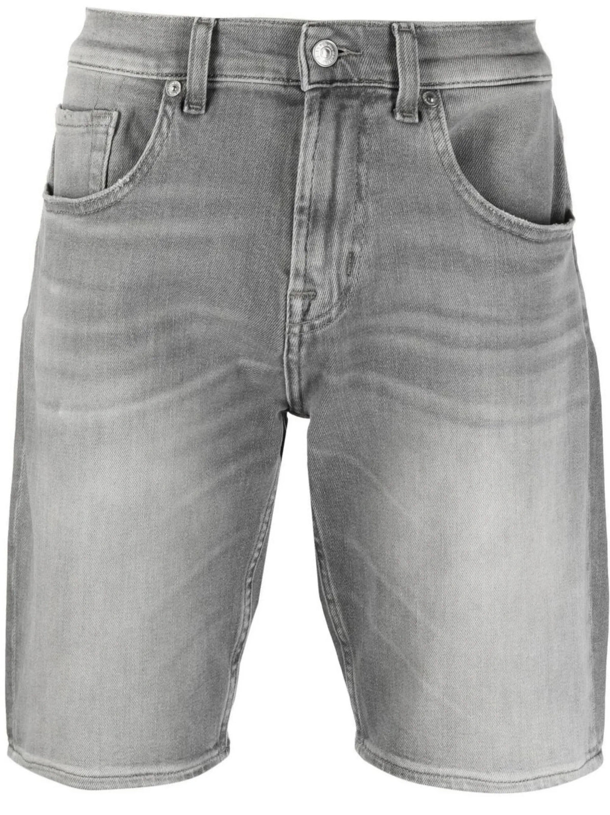 Knee-Length Grey Denim Shorts