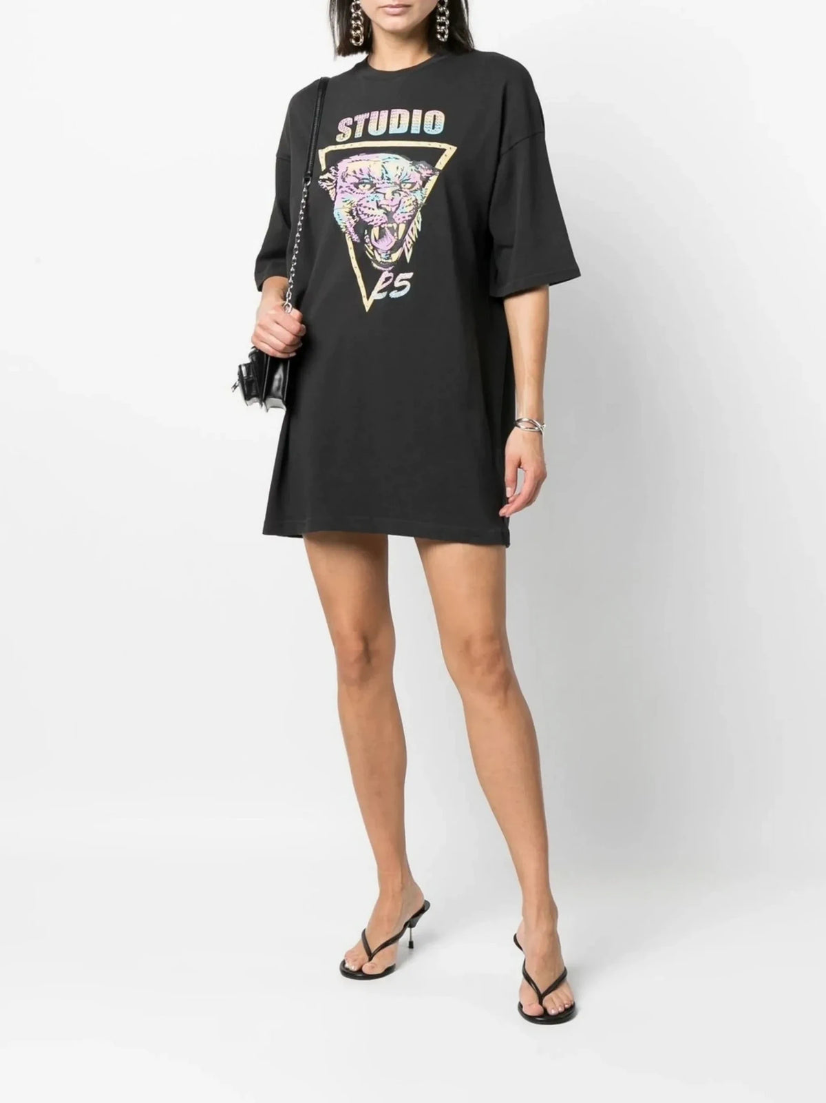 Graphic Print Grey T-Shirt Dress
