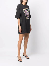 Graphic Print Grey T-Shirt Dress