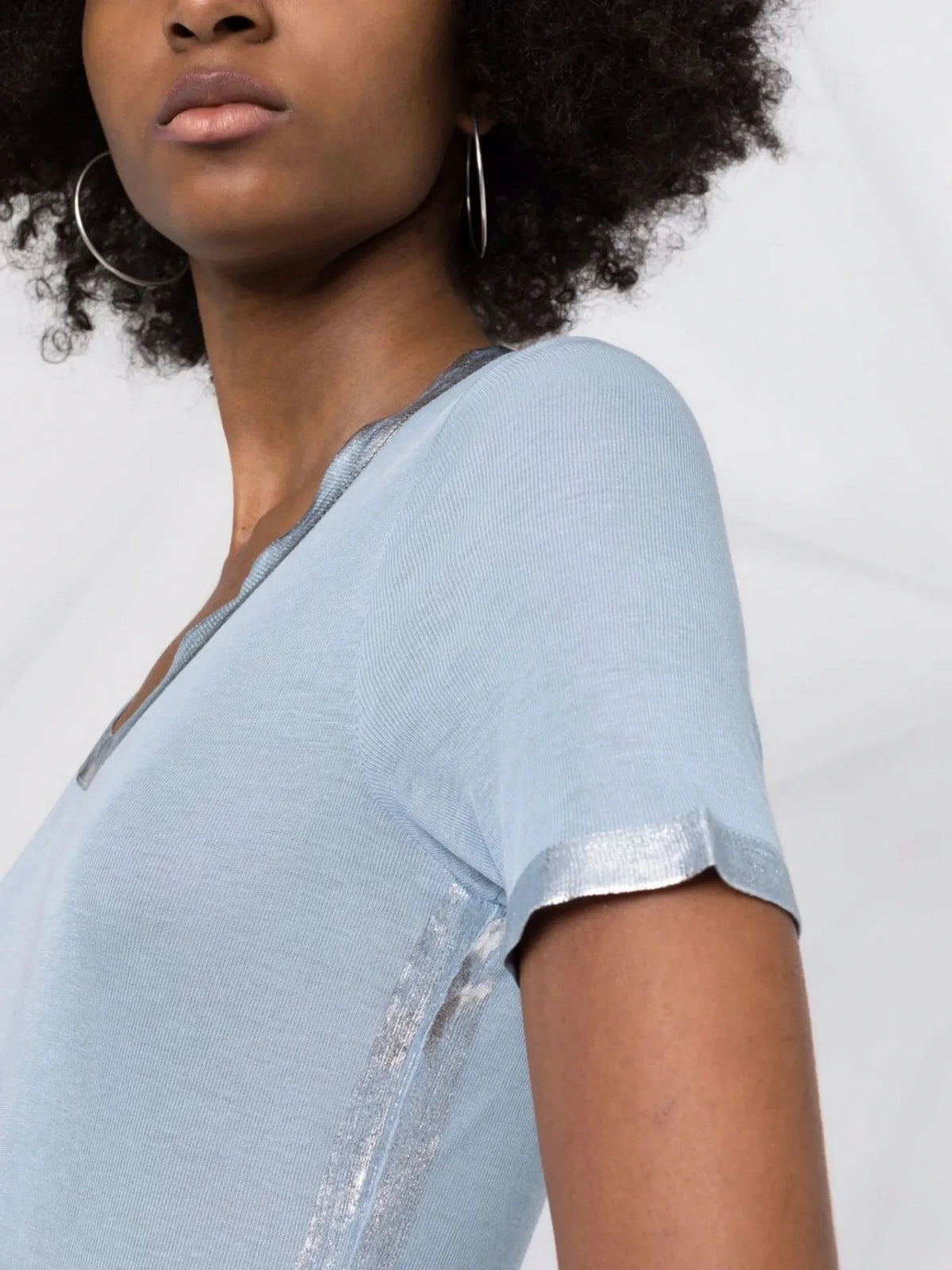 Metallic-Trim Blue T-Shirt