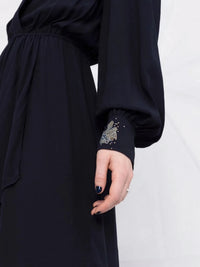 Floral Stud Navy Blue Dress