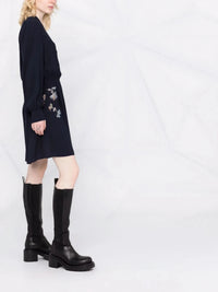 Floral Stud Navy Blue Dress
