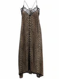 Lace-Edge Green Leopard Dress