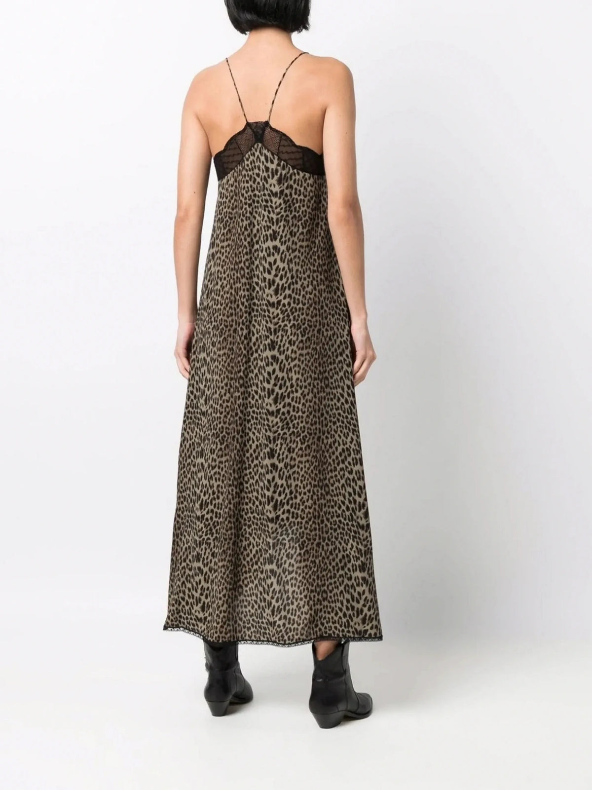 Lace-Edge Green Leopard Dress