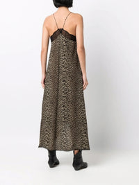Lace-Edge Green Leopard Dress