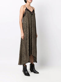 Lace-Edge Green Leopard Dress