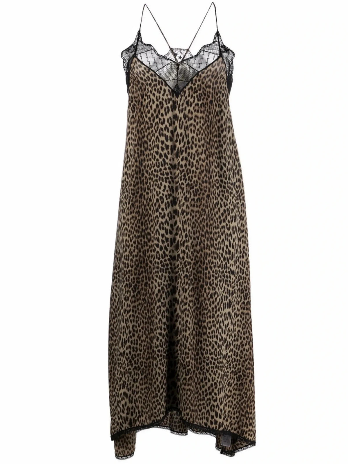 Lace-Edge Green Leopard Dress