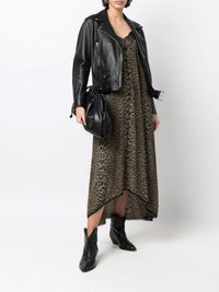 Lace-Edge Green Leopard Dress