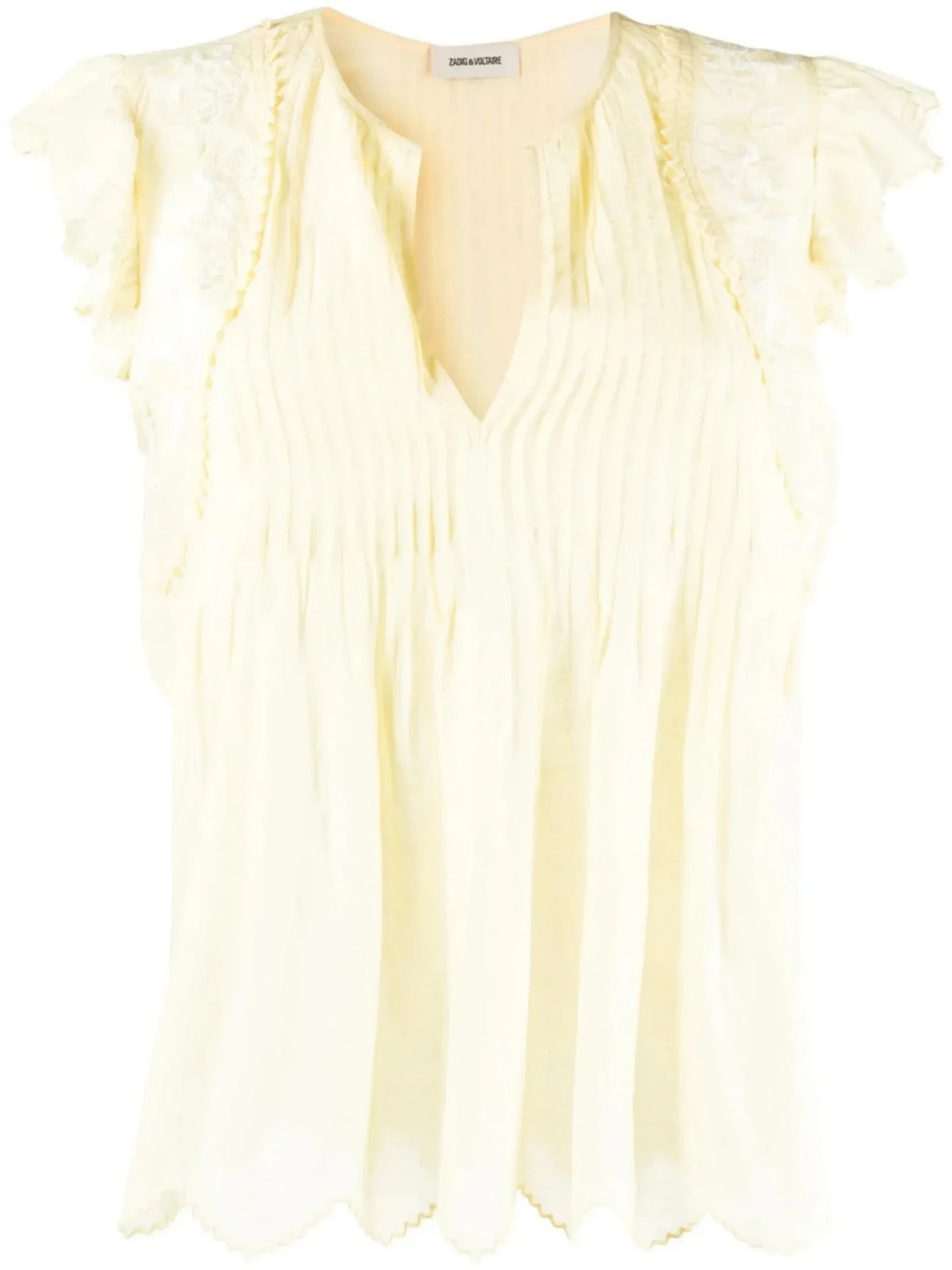 Lace-Embroidered Yellow Top