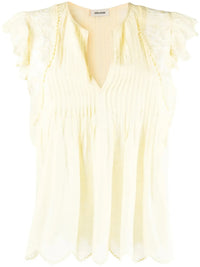 Lace-Embroidered Yellow Top