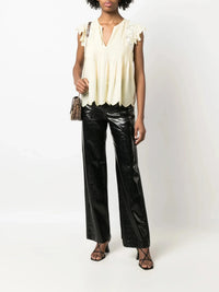 Lace-Embroidered Yellow Top