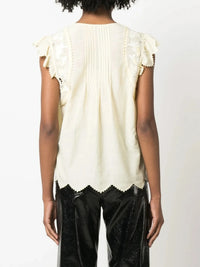 Lace-Embroidered Yellow Top