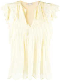 Lace-Embroidered Yellow Top