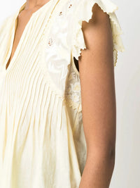 Lace-Embroidered Yellow Top