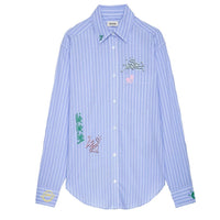 Graffiti Print Blue Blouse