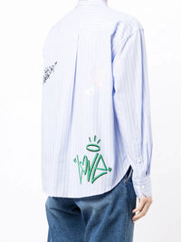 Graffiti Print Blue Blouse