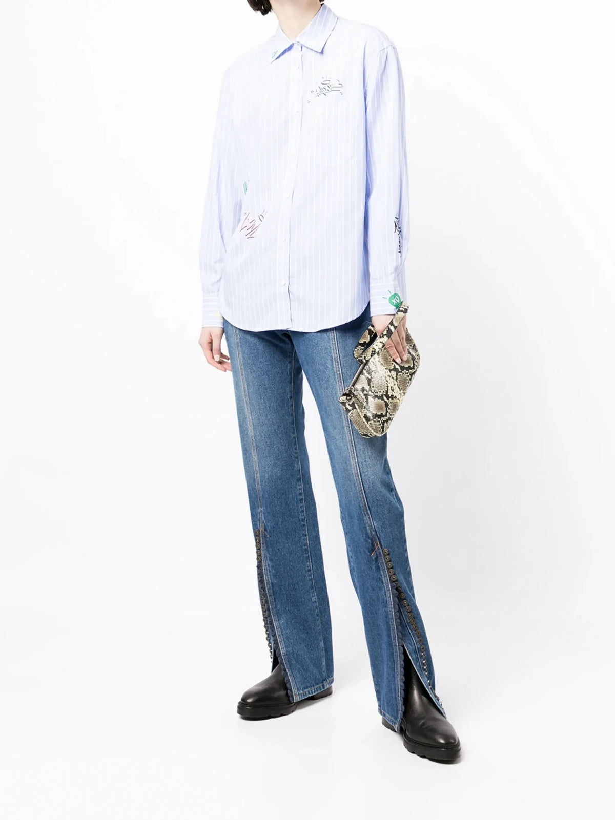 Graffiti Print Blue Blouse