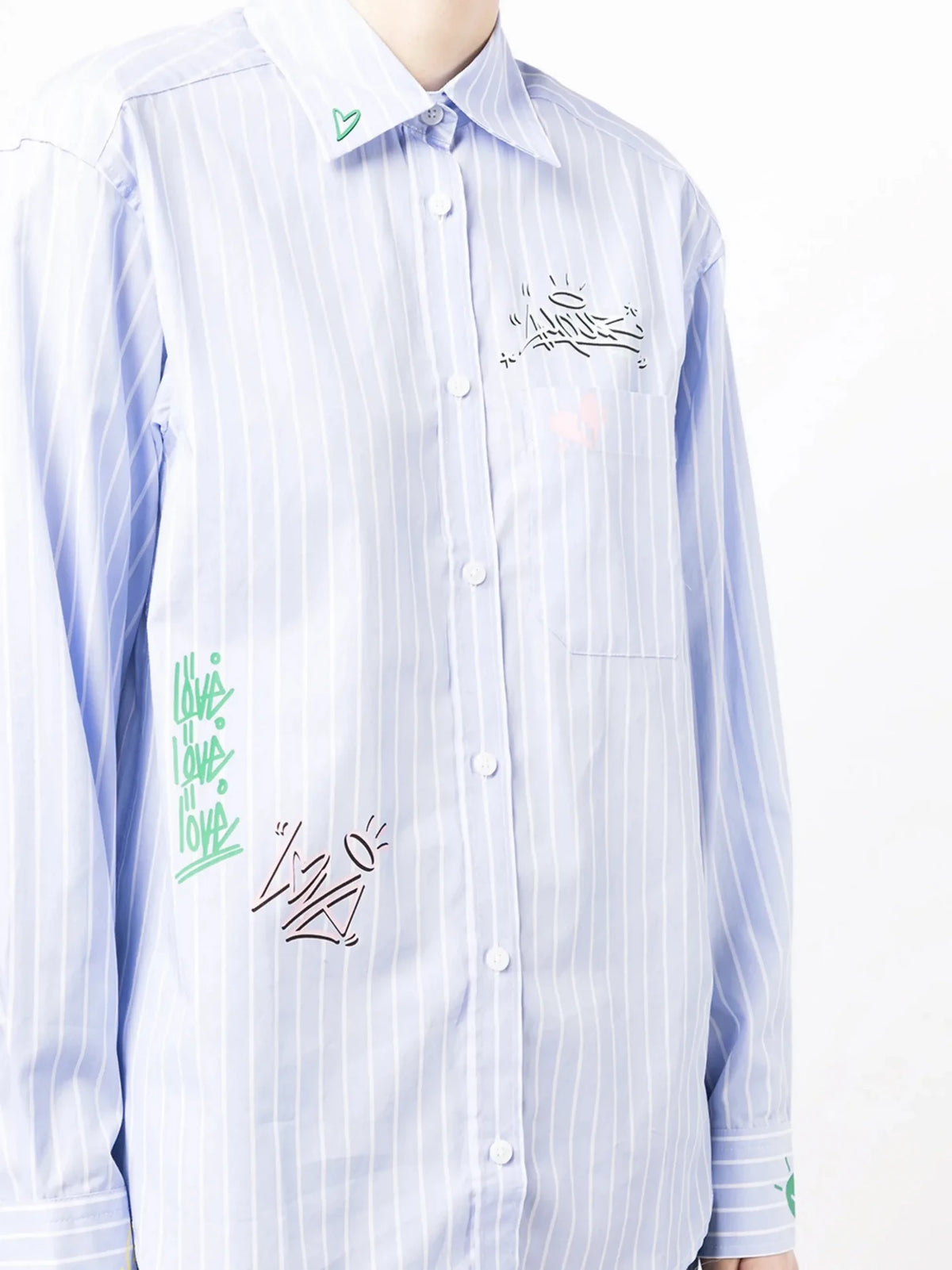 Graffiti Print Blue Blouse