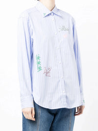 Graffiti Print Blue Blouse