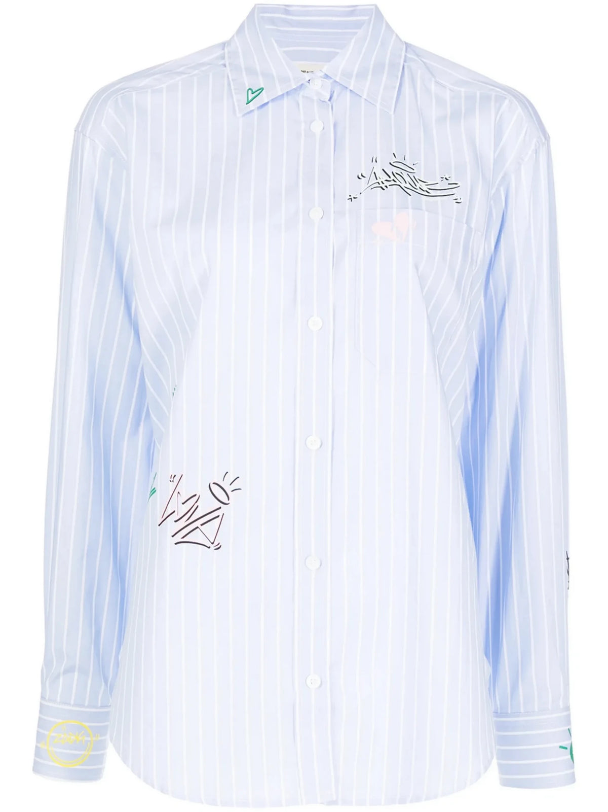 Graffiti Print Blue Blouse