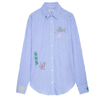 Graffiti Print Blue Blouse