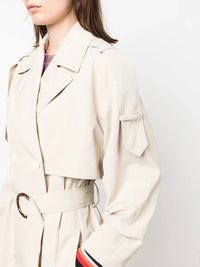 Stripe Belted Beige Trench Coat