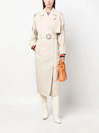 Stripe Belted Beige Trench Coat