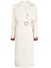 Stripe Belted Beige Trench Coat