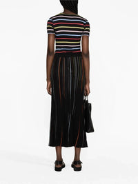 Striped Black Pleated Skirt