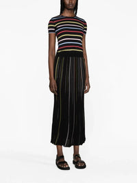 Striped Black Pleated Skirt