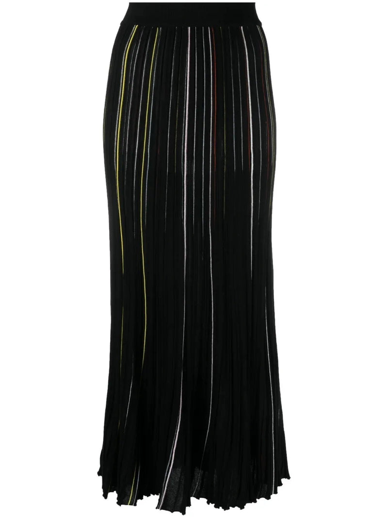 Striped Black Pleated Skirt
