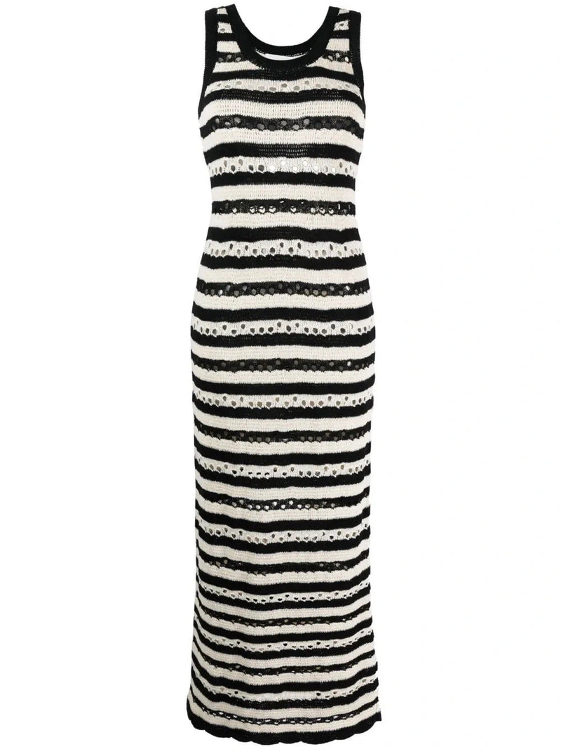 Openwork Black/Ecru Maxi Dress
