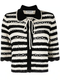 Striped Openwork Black/Ecru Cardigan