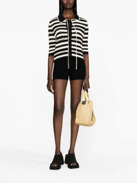 Striped Openwork Black/Ecru Cardigan