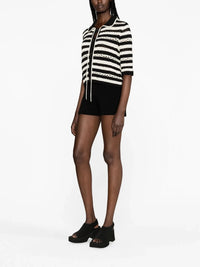 Striped Openwork Black/Ecru Cardigan