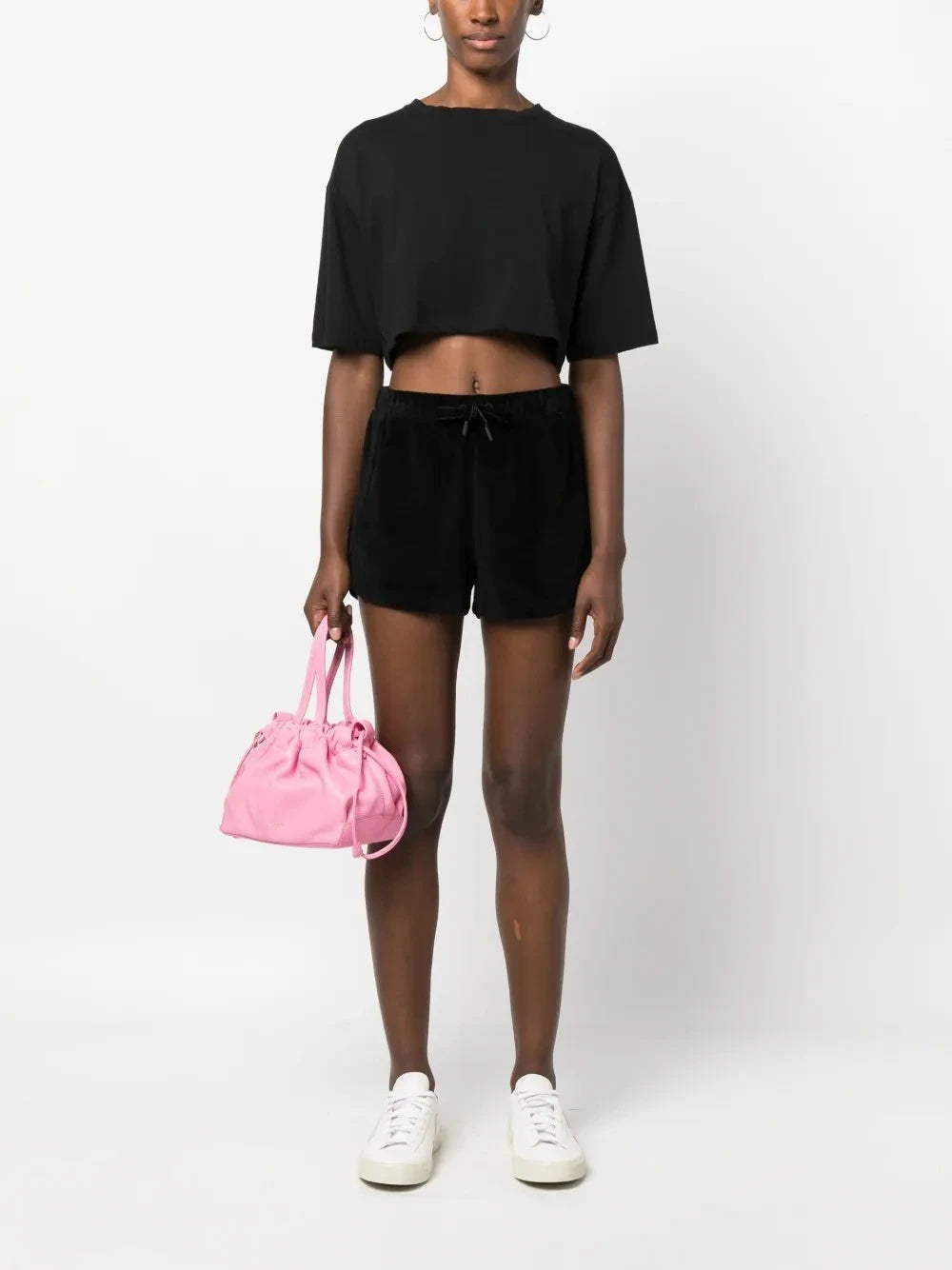Sequin Logo Black Shorts