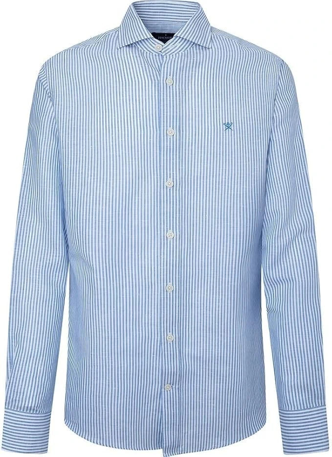 Cotton Linen Bengal White/Blue Shirt