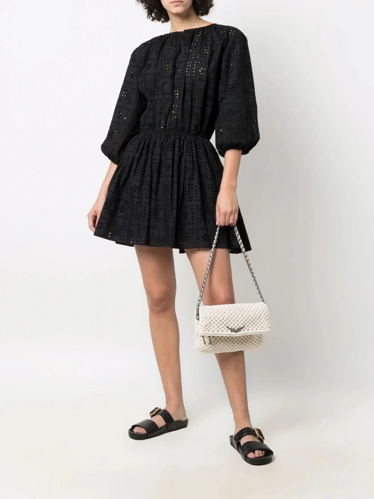 Rock Macramé Beige Shoulder Bag