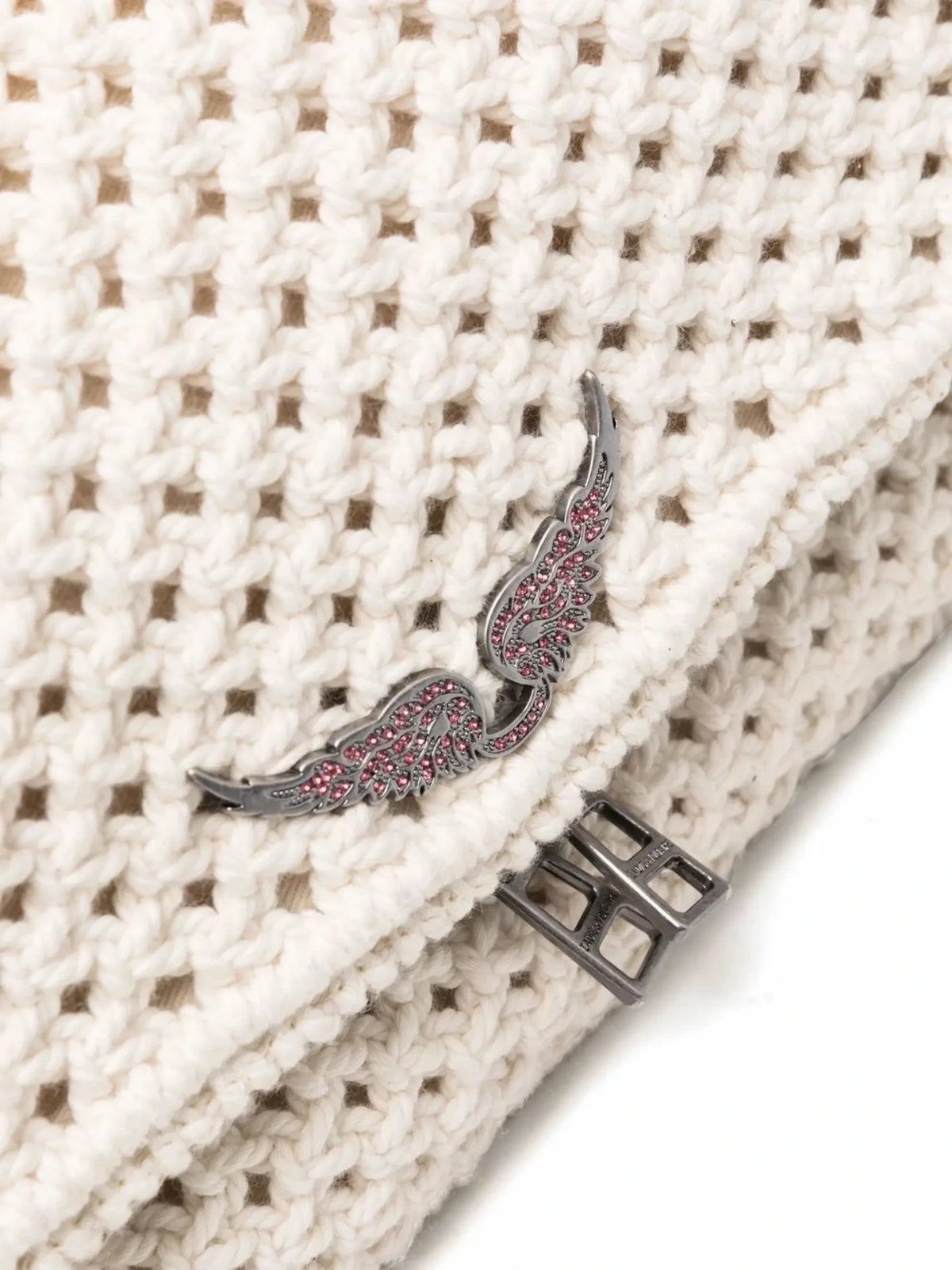 Rock Macramé Beige Shoulder Bag